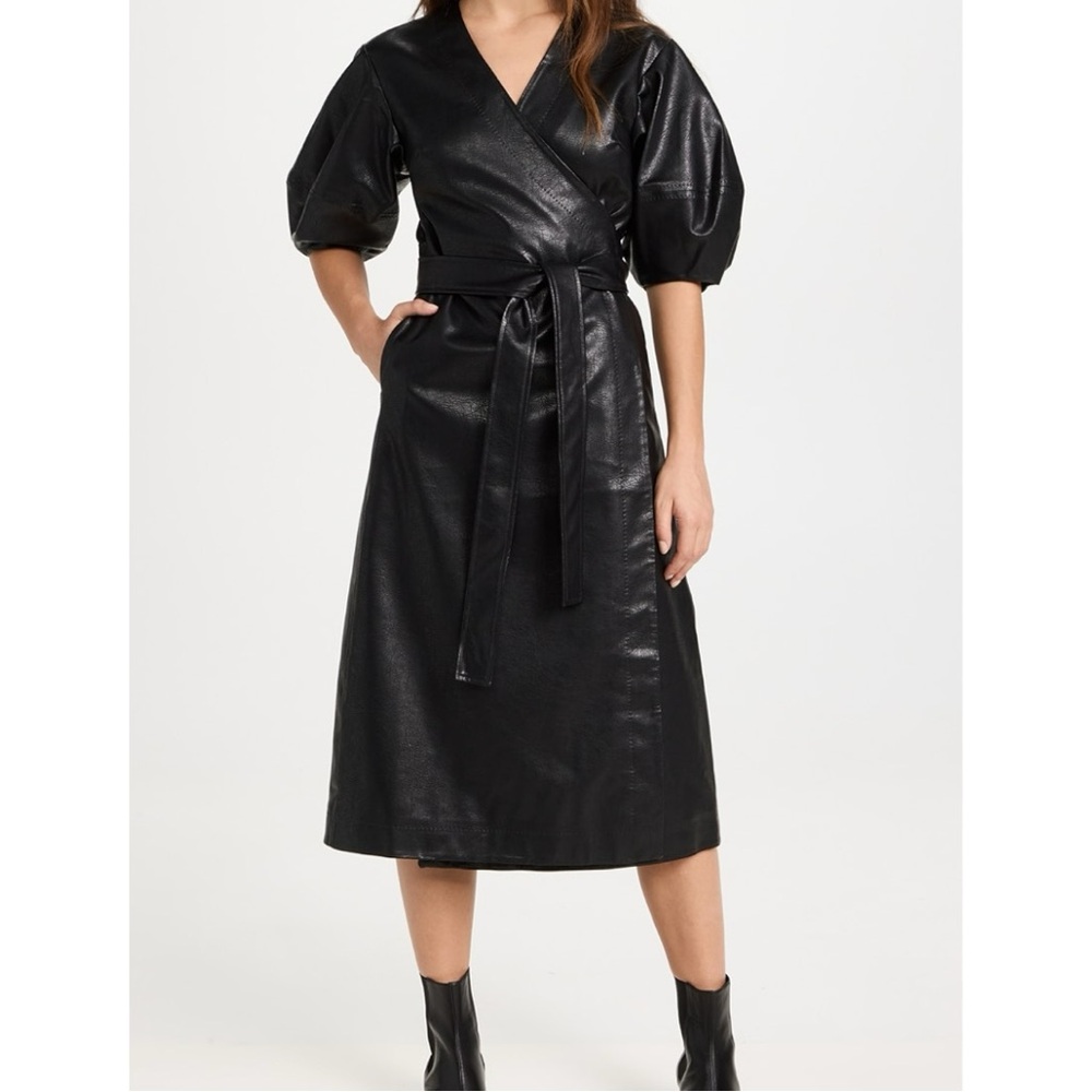 Sea New York Freya Wrapped Faux Leather Dress